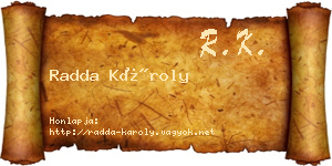 Radda Károly névjegykártya